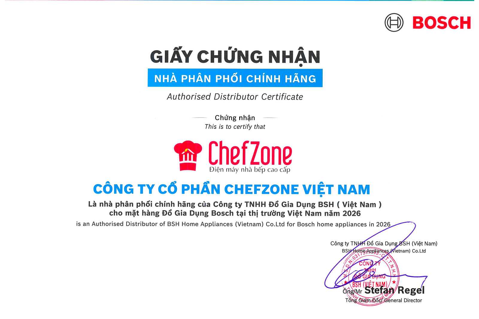 ChefZone Việt Nam – Đại Lý Chính Hãng Bosch: Đối Tác Tin Cậy Mang Chuẩn Chất Đức Đến Từng Gia Đình Việt